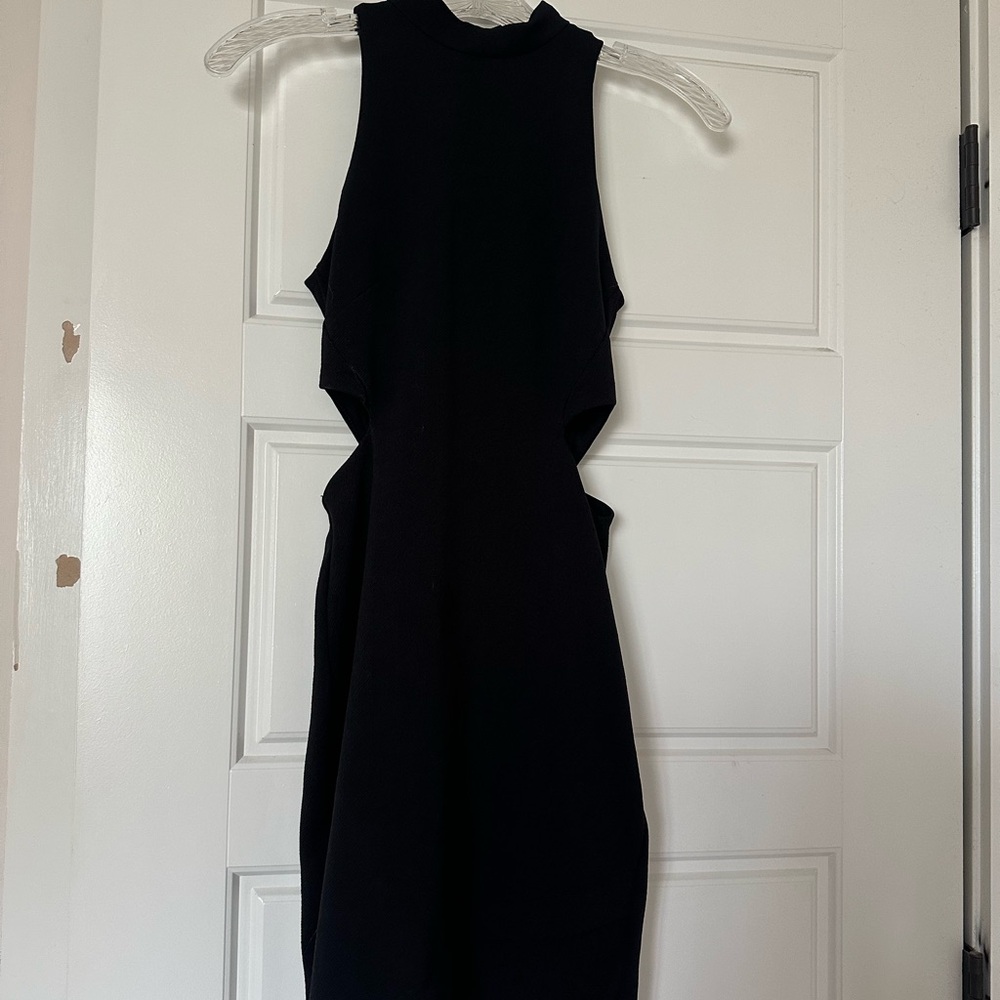 Black formal dress with side cutouts